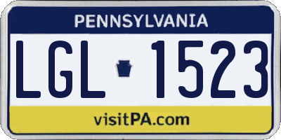 PA license plate LGL1523