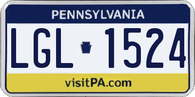 PA license plate LGL1524
