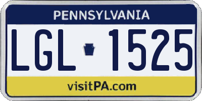 PA license plate LGL1525