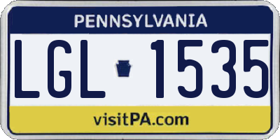PA license plate LGL1535