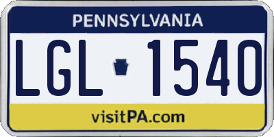 PA license plate LGL1540