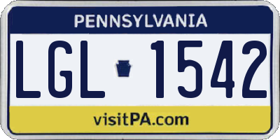 PA license plate LGL1542