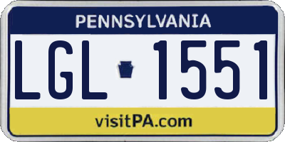 PA license plate LGL1551