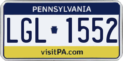 PA license plate LGL1552