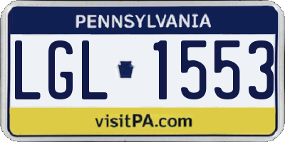PA license plate LGL1553
