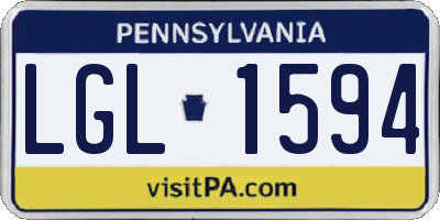 PA license plate LGL1594