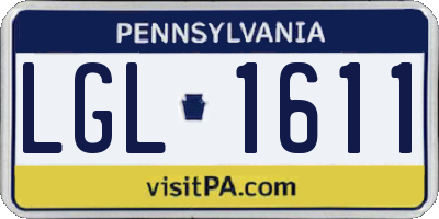 PA license plate LGL1611