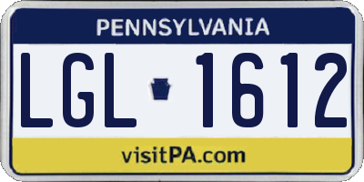 PA license plate LGL1612