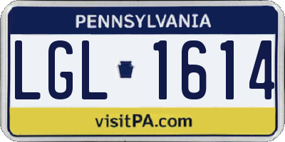 PA license plate LGL1614