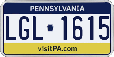 PA license plate LGL1615