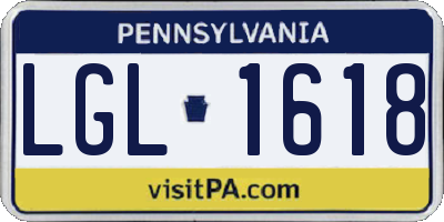 PA license plate LGL1618