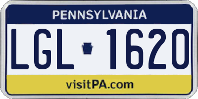 PA license plate LGL1620