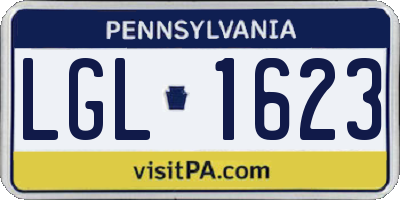 PA license plate LGL1623