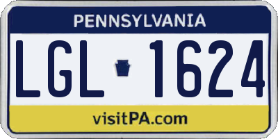 PA license plate LGL1624