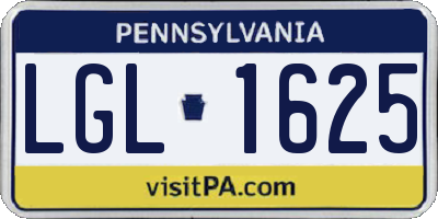 PA license plate LGL1625