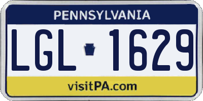 PA license plate LGL1629