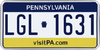 PA license plate LGL1631
