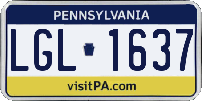 PA license plate LGL1637