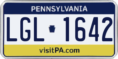 PA license plate LGL1642