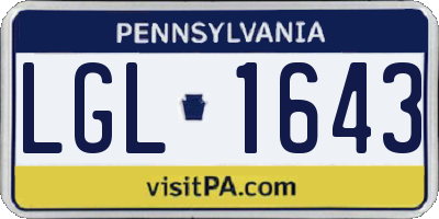 PA license plate LGL1643