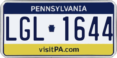 PA license plate LGL1644