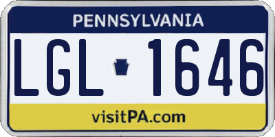 PA license plate LGL1646
