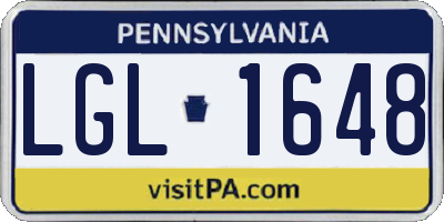 PA license plate LGL1648