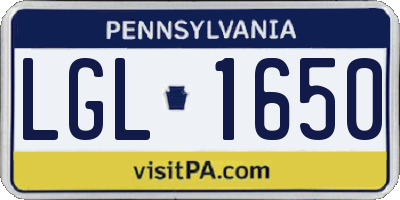 PA license plate LGL1650