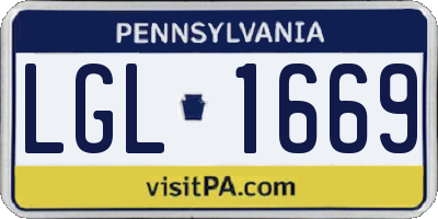 PA license plate LGL1669