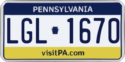 PA license plate LGL1670