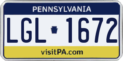 PA license plate LGL1672