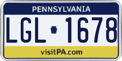 PA license plate LGL1678