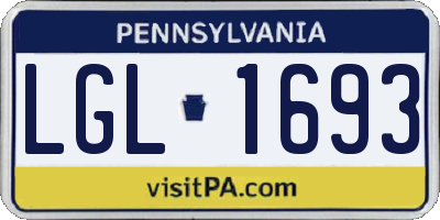 PA license plate LGL1693