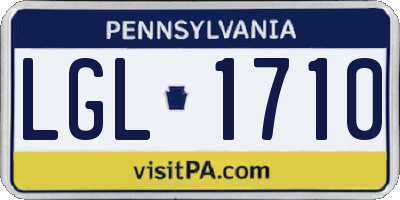 PA license plate LGL1710