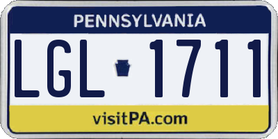 PA license plate LGL1711