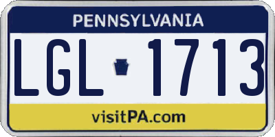 PA license plate LGL1713