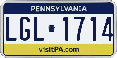 PA license plate LGL1714