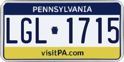 PA license plate LGL1715