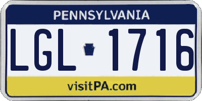 PA license plate LGL1716