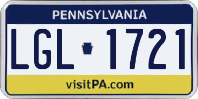 PA license plate LGL1721