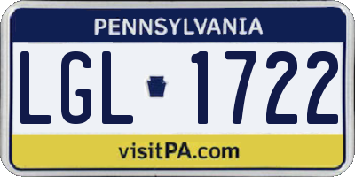 PA license plate LGL1722