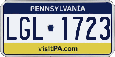 PA license plate LGL1723