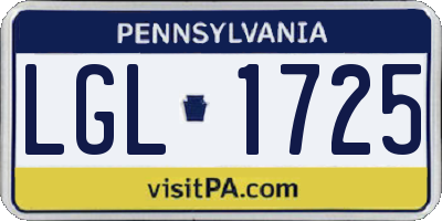 PA license plate LGL1725