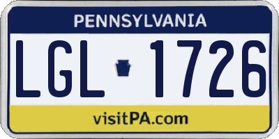 PA license plate LGL1726