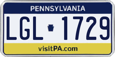 PA license plate LGL1729