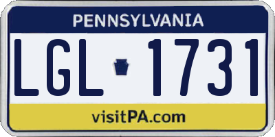 PA license plate LGL1731