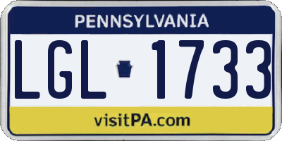 PA license plate LGL1733