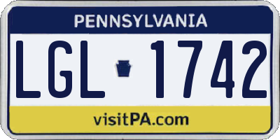 PA license plate LGL1742