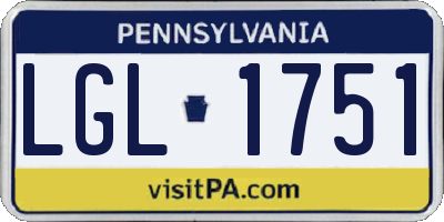 PA license plate LGL1751