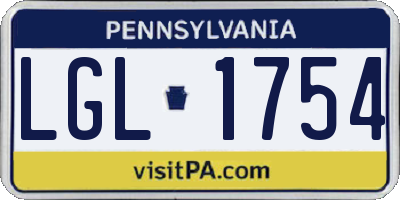 PA license plate LGL1754